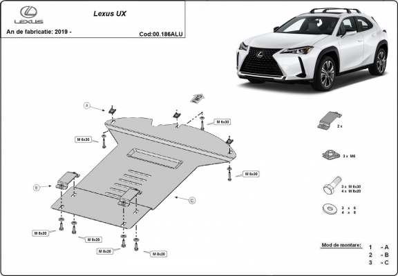 Alumínium katalizátorvédő / katalizátor zár Lexus UX