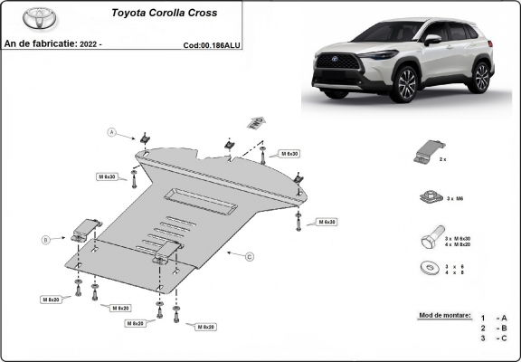 Alumínium katalizátorvédő / katalizátor zár Toyota Corolla Cross