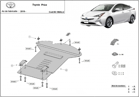 Alumínium katalizátorvédő / katalizátor zár Toyota Prius
