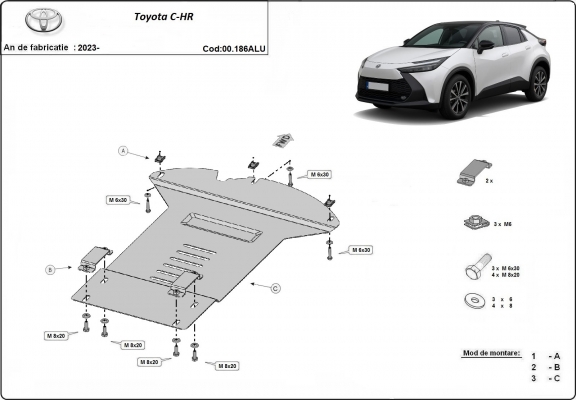 Alumínium katalizátorvédő / katalizátor zár Toyota C-HR