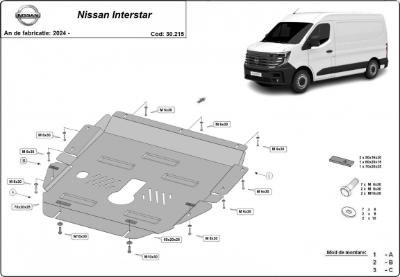 Acél motor, sebességváltó, hűtő, első lökhárító védőlemez Nissan Interstar