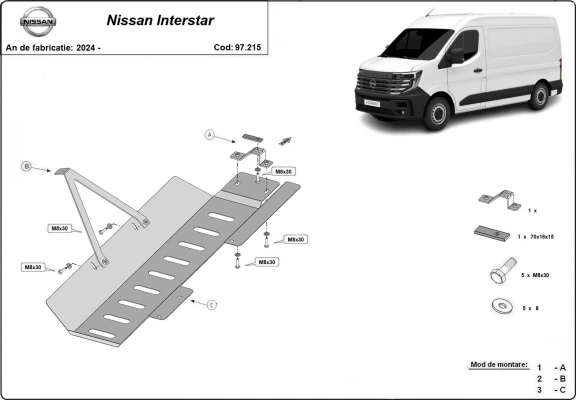 Acél EGR, STOP&GO rendszer / Katalizátor lopásgátló (CAT/LOCK) védőlemez Nissan Interstar