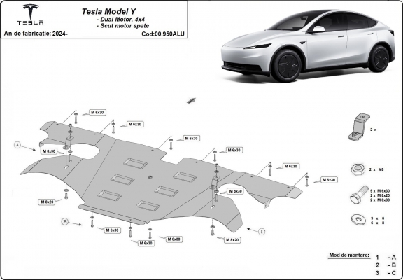 Hátsó alumínium elektromos motorvédő lemez – Tesla Model Y