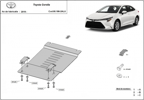 Alumínium katalizátorvédő / katalizátor zár Toyota Corolla