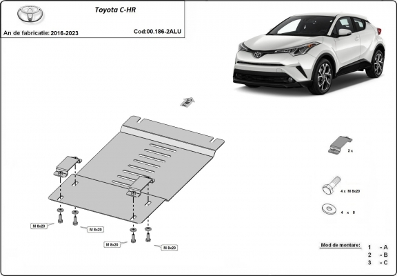 Alumínium katalizátorvédő / katalizátor zár Toyota C-HR