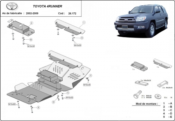 Acél motor, hűtő védőlemez Toyota 4Runner