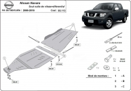 Acél kapcsolószekrény, osztómű védőlemez Nissan Navara