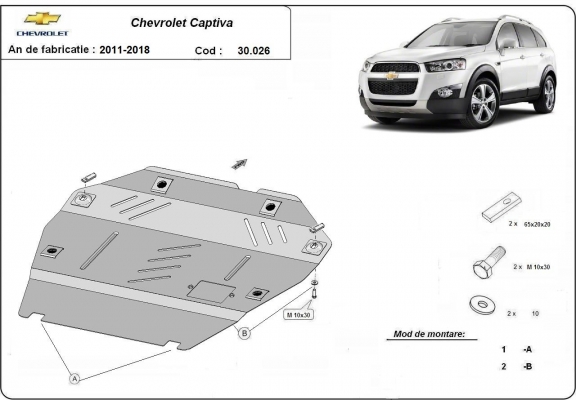 Acél motor, kapcsolószekrény védőlemez Chevrolet Captiva