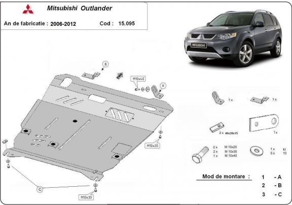 Acél kapcsolószekrény, hűtő védőlemez Mitsubishi Outlander