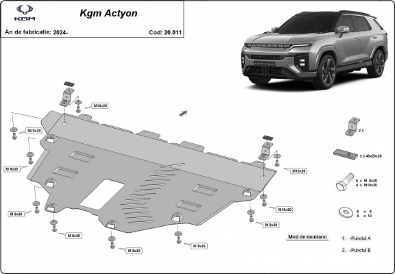Acél motor, hűtő védőlemez KGM Actyon