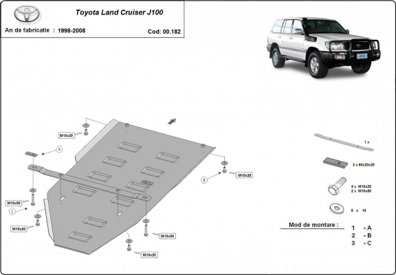 Acél kapcsolószekrény védőlemez Toyota Land Cruiser J100