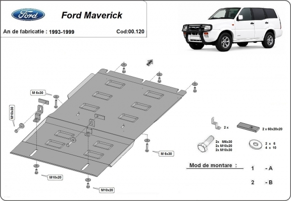 Acél kapcsolószekrény, osztómű védőlemez Ford Maverick