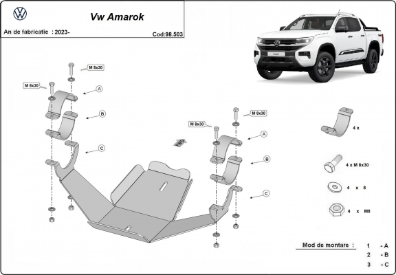 Acél hátsó differenciálmű védőlemez Volkswagen Amarok