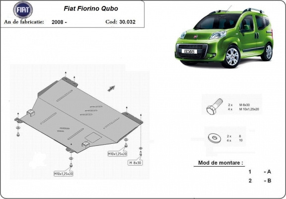 Acél motor, kapcsolószekrény, hűtő védőlemez Fiat Fiorino