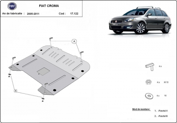 Acél motor, kapcsolószekrény, hűtő védőlemez Fiat Croma