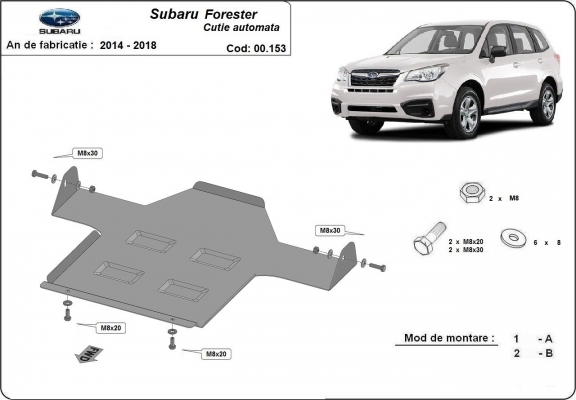 Acél automata kapcsolószekrény védőlemez Subaru Forester 4