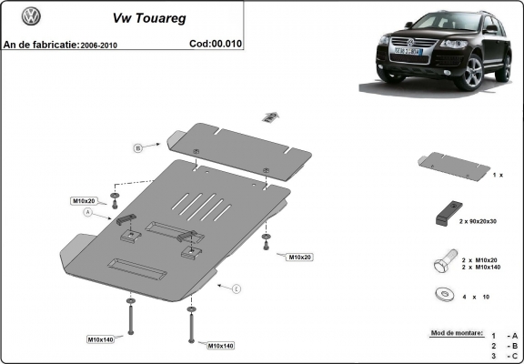 Acél kapcsolószekrény védőlemez Volkswagen Touareg R5 
