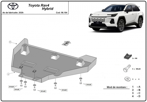 Acél differenciálmű védőlemez Toyota RAV 4 Hybrid