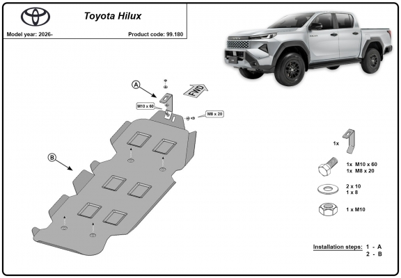 Acél üzemanyagtartály védőlemez Toyota Hilux