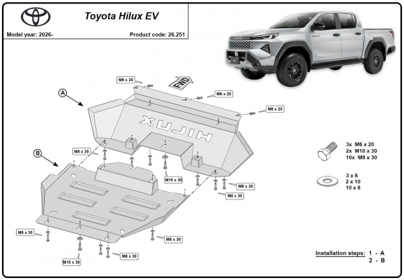 Motor, karter- védő acéllemez Toyota Hilux EV