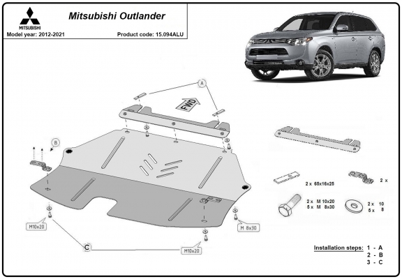 Motor, karter- védő Alumíniumlemez Mitsubishi Outlander