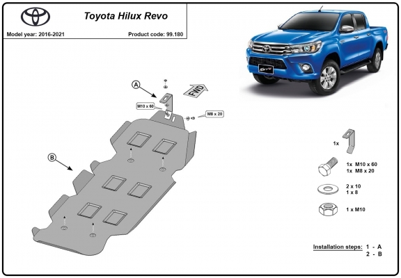 Acél üzemanyagtartály védőlemez Toyota Hilux Revo