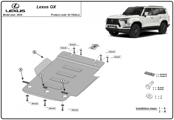 Alumínium kapcsolószekrény védőlemez Lexus GX