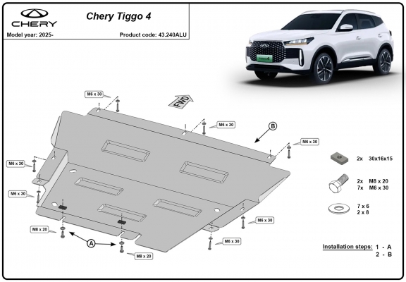 Alumínium motor, sebességváltó, hűtő, első lökhárító védőlemez Chery Tiggo 4