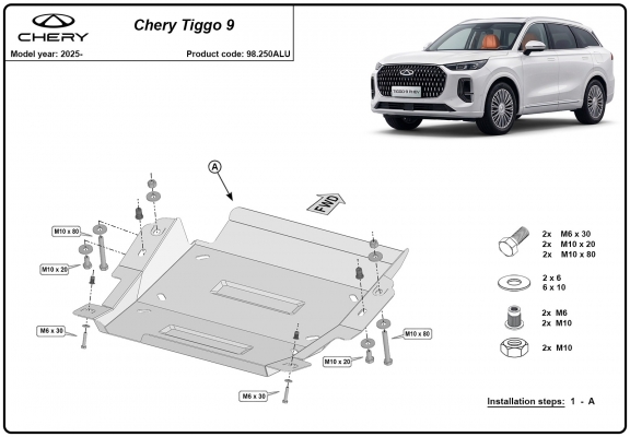 Alumínium differenciálmű védőlemez Chery Tiggo 9