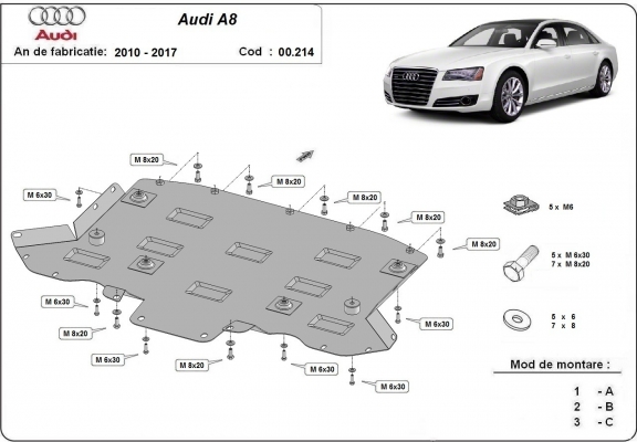 Acél kapcsolószekrény védőlemez Audi A8