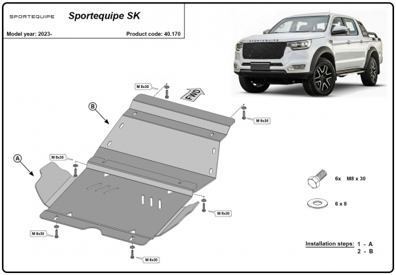 Acél motor, hűtő védőlemez Sportequipe SK