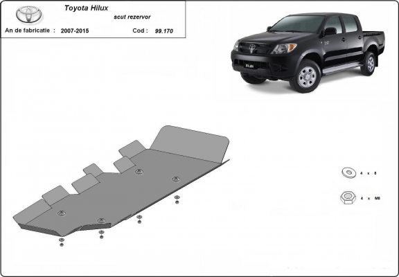 Acél üzemanyagtartály védőlemez Toyota Hilux