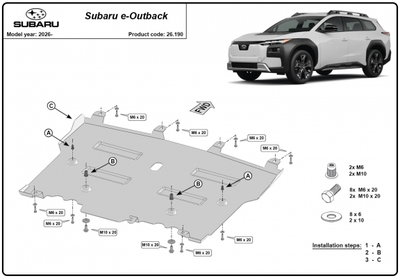 Acél motor, sebességváltó, hűtő, első lökhárító védőlemez Subaru E-Outback