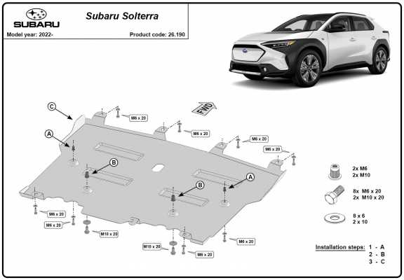 Acél motor, sebességváltó, hűtő, első lökhárító védőlemez Subaru Soltera