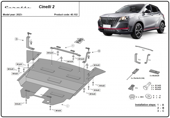 Acél motor, kapcsolószekrény, hűtő védőlemez Cirelli 2