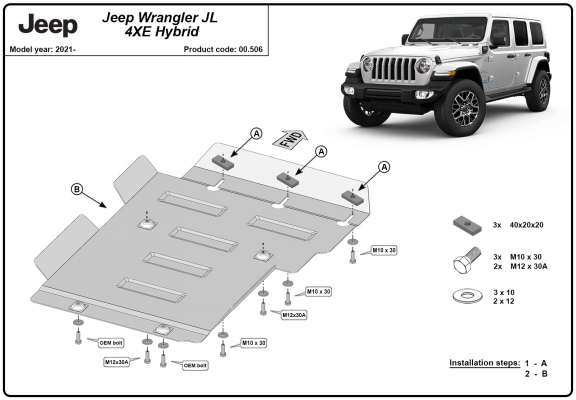 Acél kapcsolószekrény védőlemez Jeep Wrangler