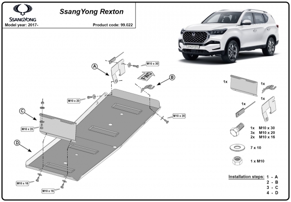 Acél üzemanyagtartály védőlemez Ssangyong Rexton