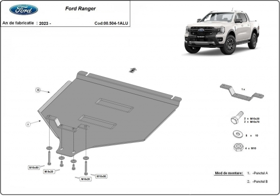 Aluminum kapcsolószekrény védőlemez Ford Ranger