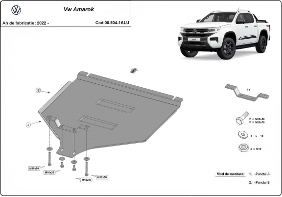 Aluminum kapcsolószekrény védőlemez Volkswagen Amarok