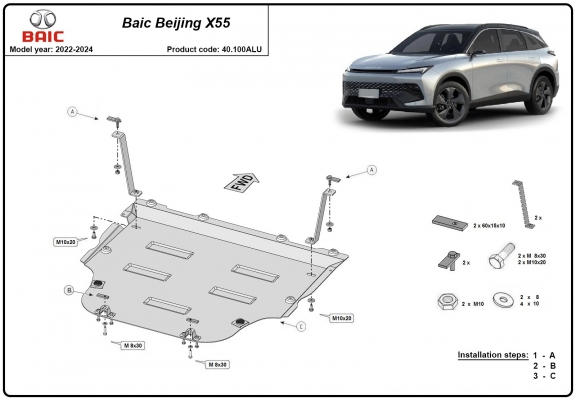 Aluminium motor, sebbeségváltó védőlemez BAIC Beijing X55