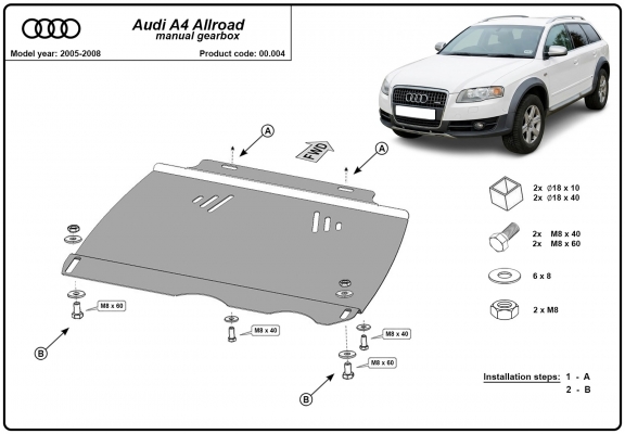 Acél kapcsolószekrény védőlemez Audi A4 B7 All Road