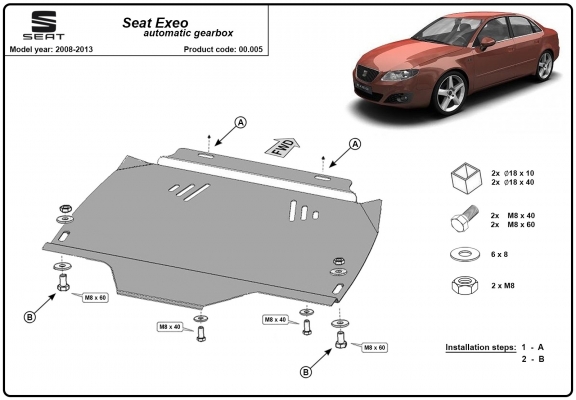 Acél kapcsolószekrény védőlemez Seat Exeo -Automata Váltós