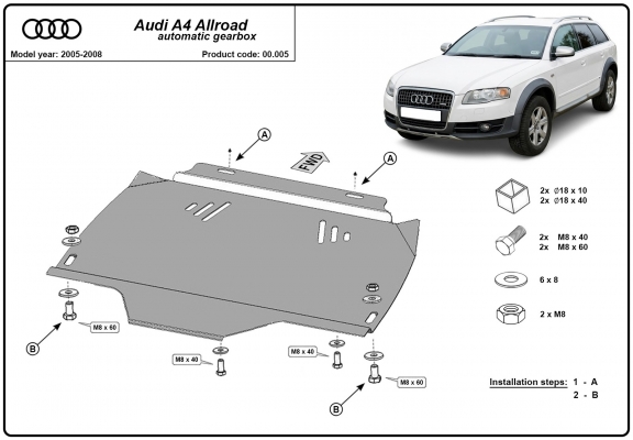 Acél kapcsolószekrény védőlemez Audi A4 B7 All Road