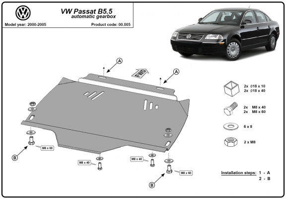 Acél automata kapcsolószekrény védőlemez VW Passat B5, B5.5