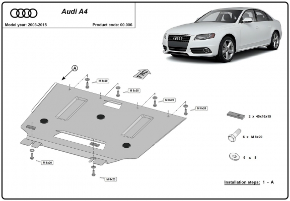 Acél kapcsolószekrény védőlemez Audi A4 4 B8