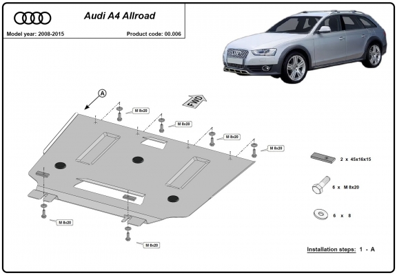 Acél kapcsolószekrény védőlemez Audi A4 B8 All Road
