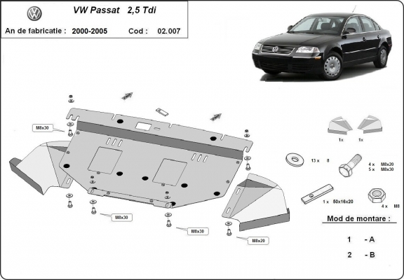 Acél motor, hűtő védőlemez VW Passat B5, B5.5