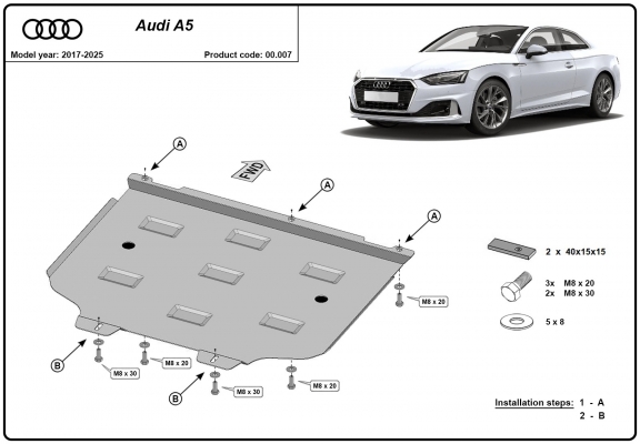 Acél kapcsolószekrény védőlemez Audi A5