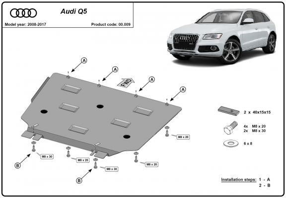 Acél kapcsolószekrény védőlemez Audi Q5