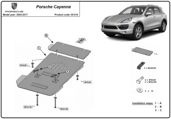 Acél kapcsolószekrény védőlemez Porsche Cayenne